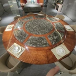 Modern Luxury High-end Diameter 3m Large Dining Table Solid Wood Marble Dinning Table Hotel Furniture Customizable
